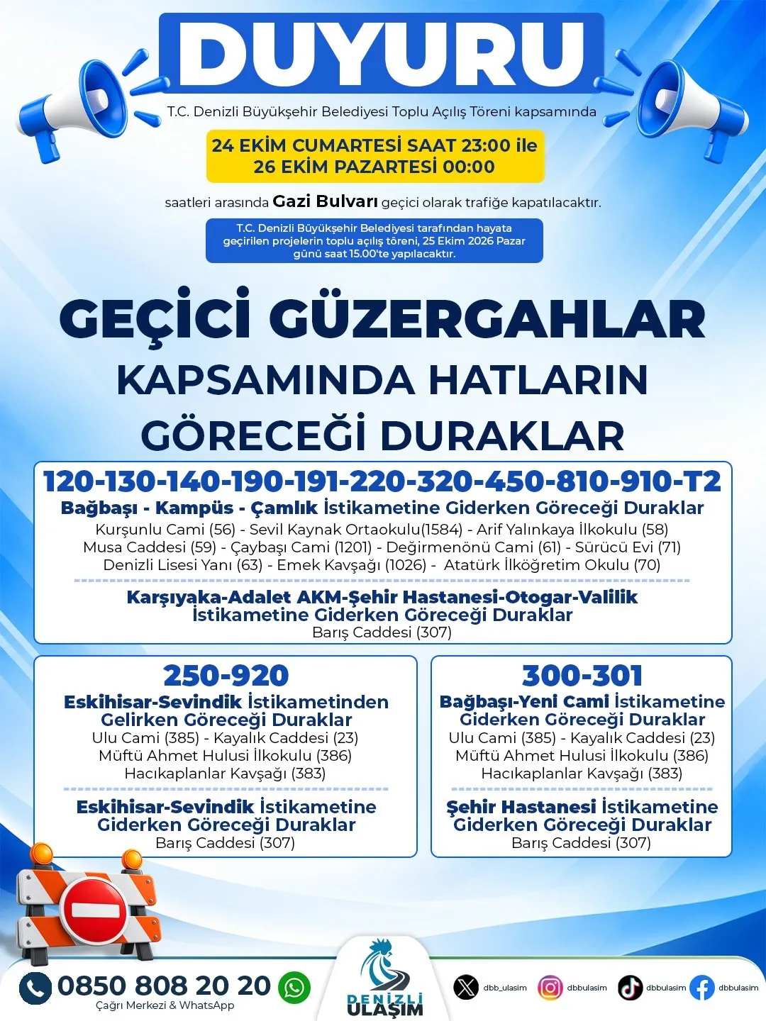 Denizli’de toplu açılış töreni sebebi ile yol güzergahları değişiyor - 3