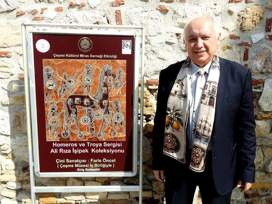 Ali Rıza İşipek’in "Homeros ve Troya" sergisi Çeşme Kalesi’nde açıldı