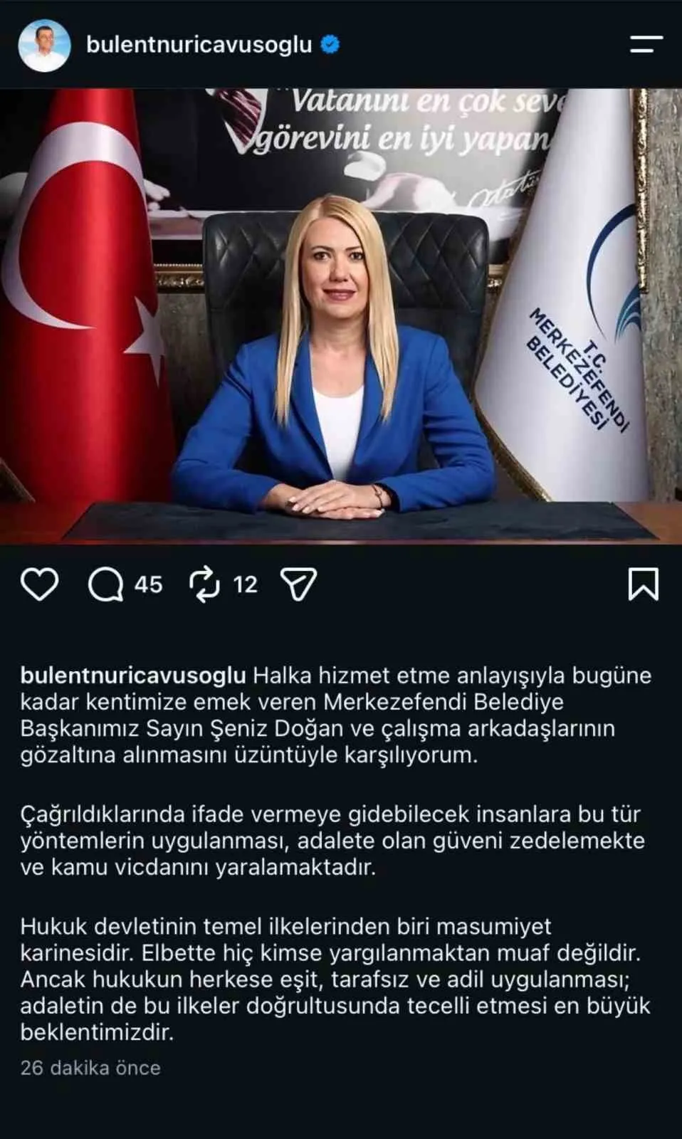 Başkan Çavuşoğlu’ndan Şeniz Doğan’ın gözaltına alınmasına tepki