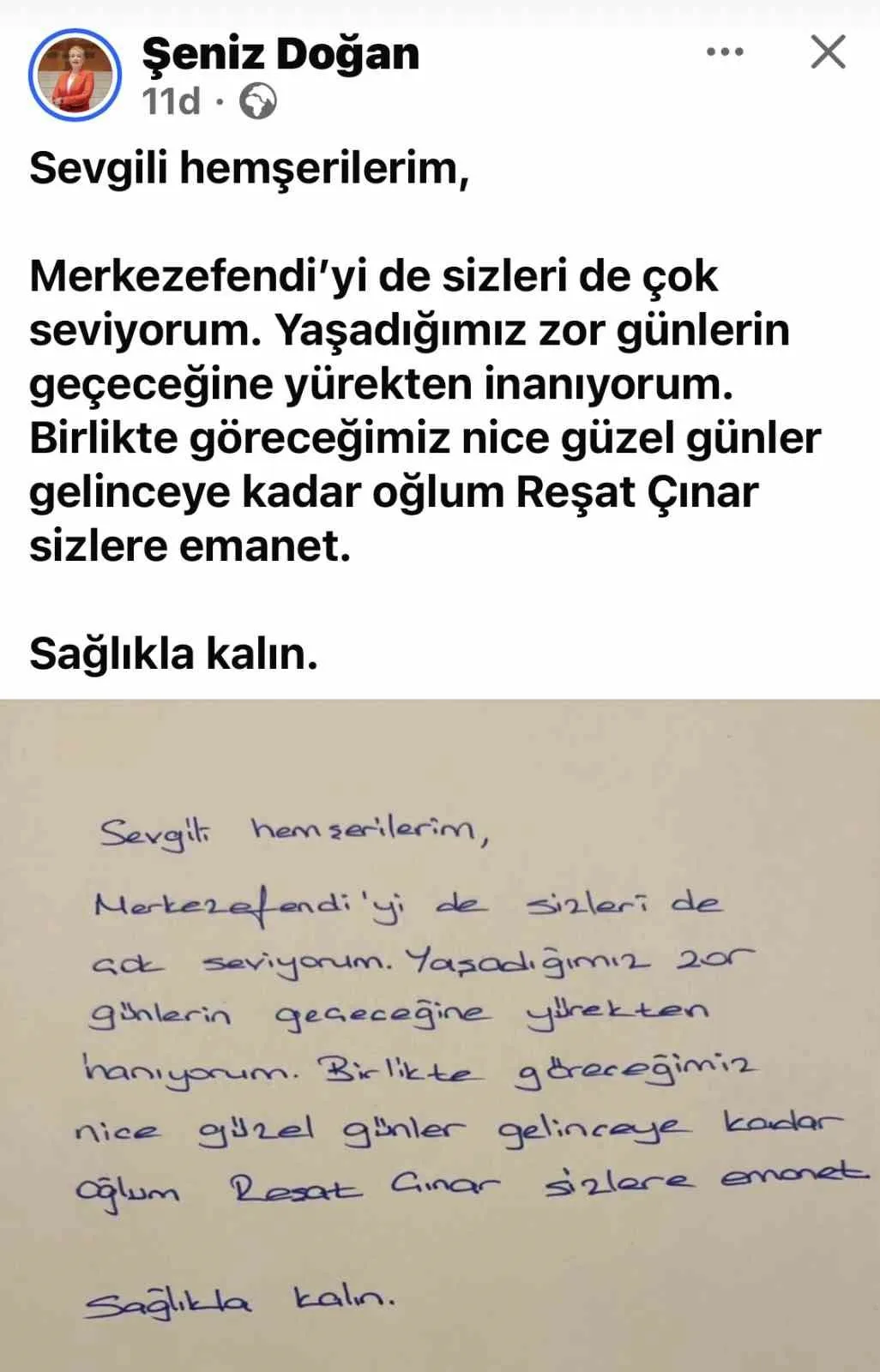 Tutuklanan Başkan Doğan’dan mesaj